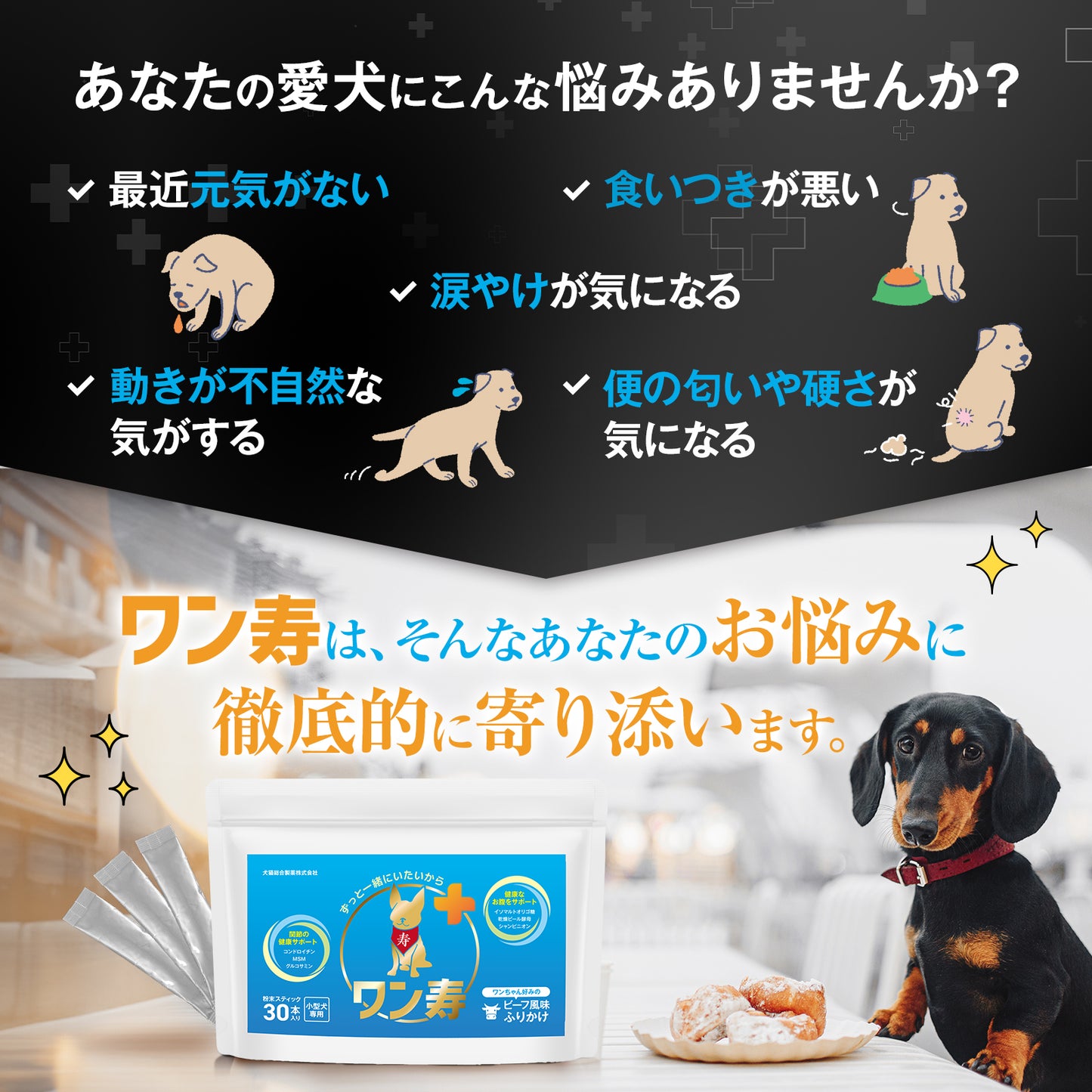 ワン寿の愛犬のお悩み訴求イメージ