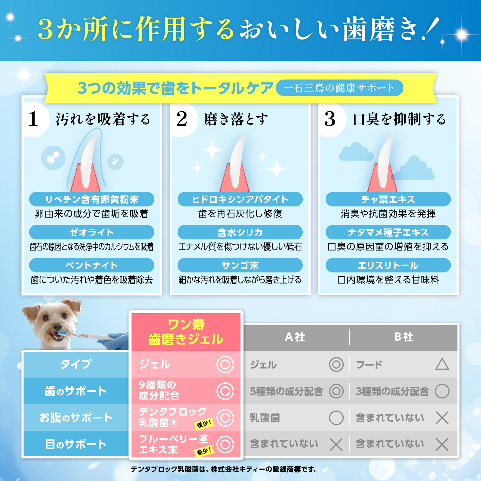 ワン寿歯磨きジェルの配合成分と特長